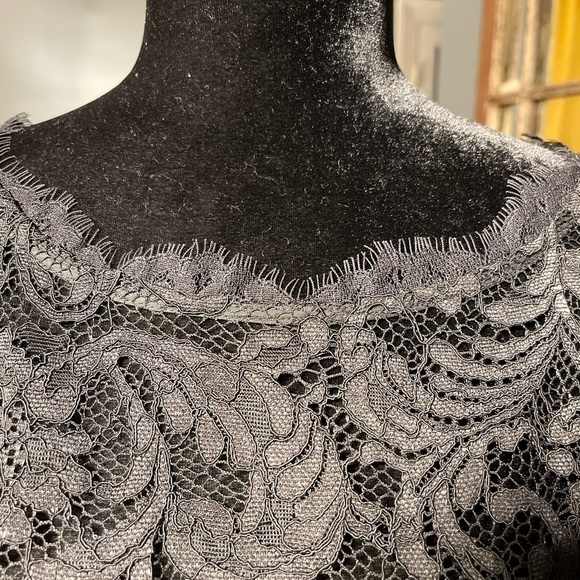 ADRIENNE PAPELL formal long black taffeta/ lace gown w/tulle skirt under dress - Picture 7 of 13